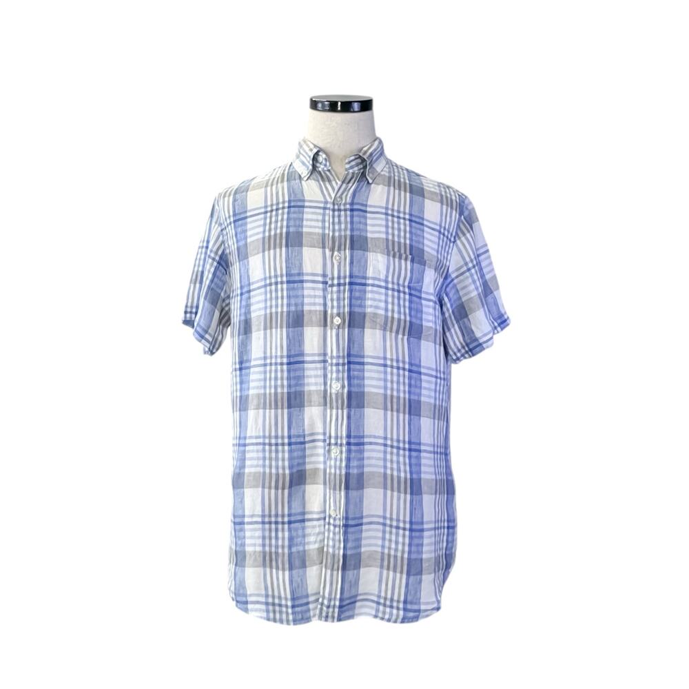 Banana Republic Men's Linen Plaid Button-Up Shirt - Medium